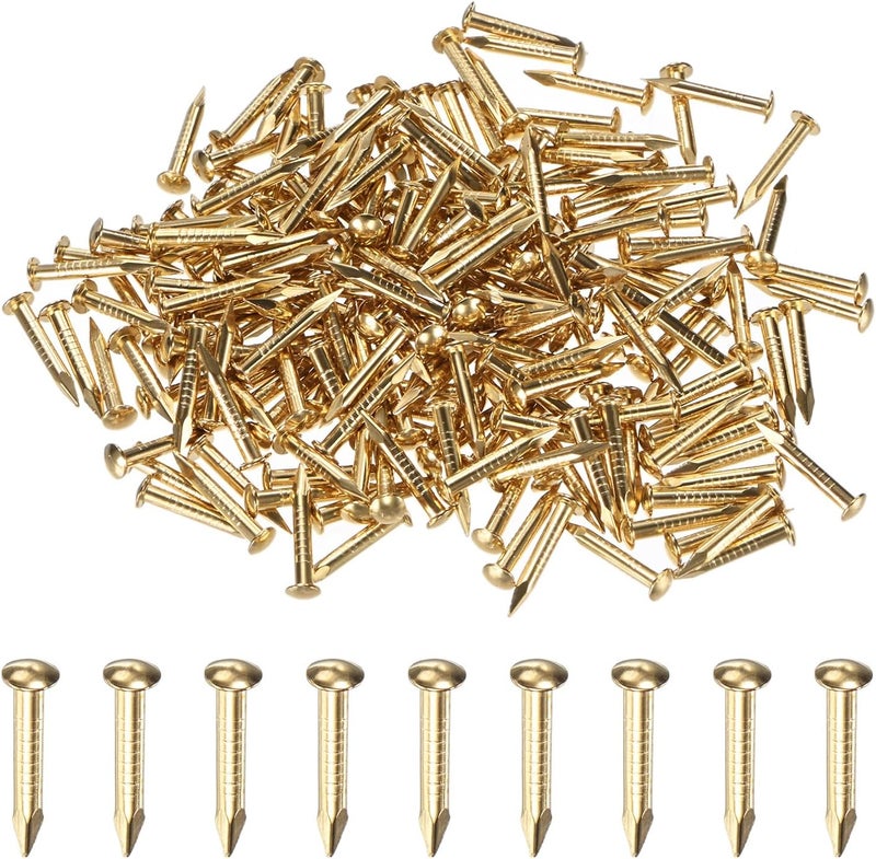 M METERXITY 200-Pack Small Tiny Nails, 2mm x 15mm Brass Precision MIni Nails Hardware Round Head for Wooden/DIY Crafts Decorative/Household Accessories/Picture Hanging - Image 1